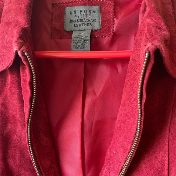 Uniform Petite John Paul Richard Womens Size PL Red Leather Suede Jacket - Picture 4 of 6